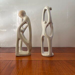 Soapstone Carved Abstract Figurine Set - 2 Pieces